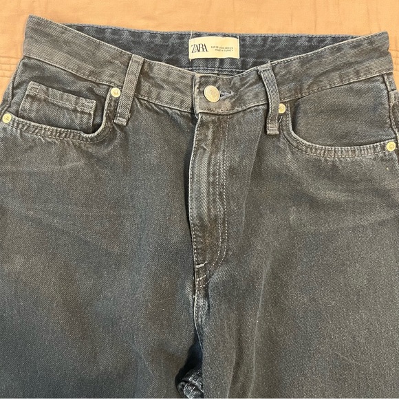 Zara Women's Straight wide Leg Jeans dark blue - Picture 4 of 6
